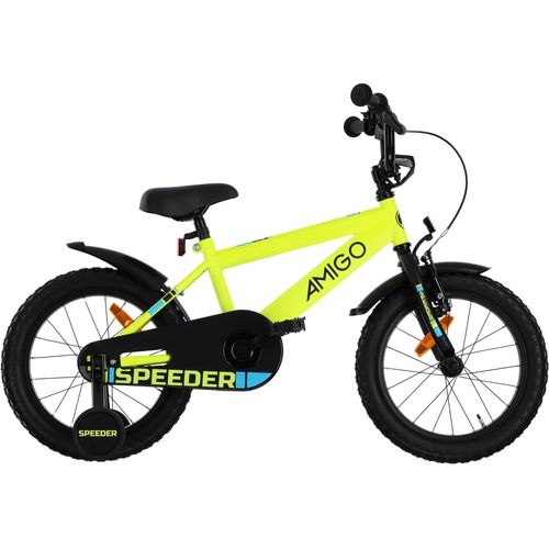 AMIGO Kinderfahrräder Jungen Speeder 16 Zoll 27 cm Jungen Rücktrittbremse Gelb/Schwarz