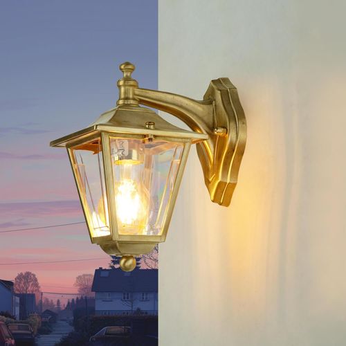 Wandleuchte außen E27 IP43 Rustikal Messing Wandlampe außen Haus Garten