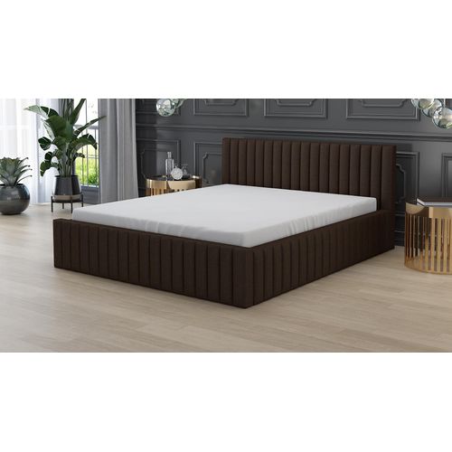 Polsterbett LOGAN 160x200 mit Matratze und Bettkasten. Farbe: Braun.