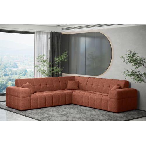 Ecksofa Designersofa NANCY in Stoff Neve Rostbraun Seite Universal