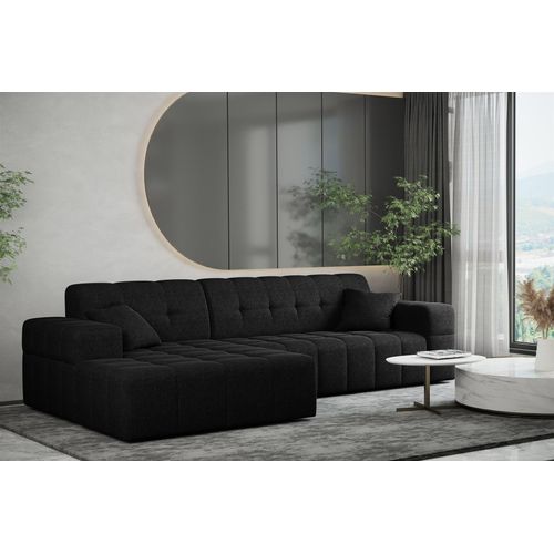 Ecksofa Designersofa NANCY in Stoff Neve Schwarz Ottomane Links