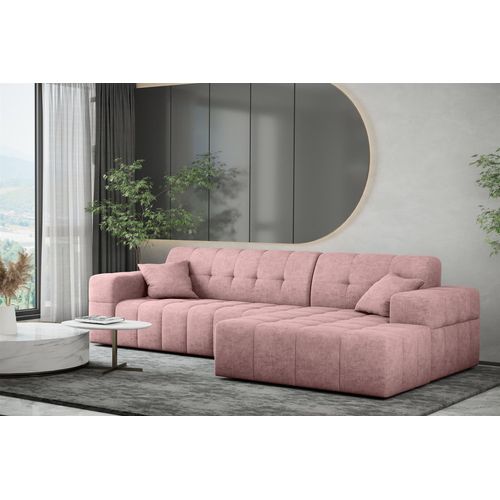 Ecksofa Designersofa NANCY in Stoff Perfekt Harmony Altrosa Ottomane Rechts