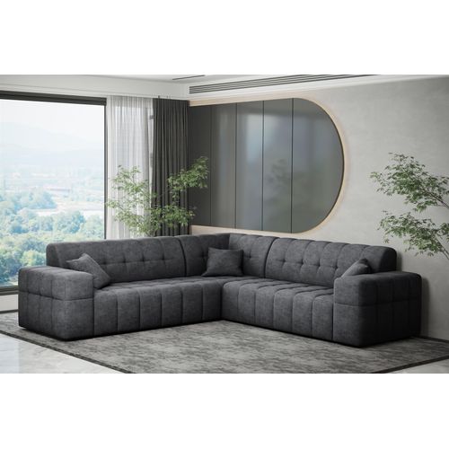 Ecksofa Designersofa NANCY in Stoff Perfekt Harmony Anthrazit Seite Universal
