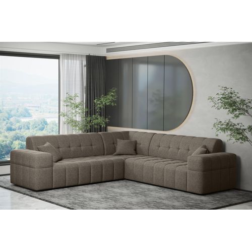Ecksofa Designersofa NANCY in Stoff Neve Taupe Seite Universal