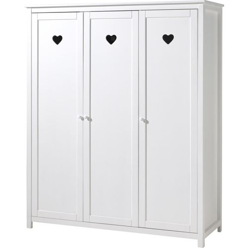 Kleiderschrank >AMORI< in Weiß aus Massiv Kiefer und MDF - 159x190,5x57 (BxHxT)
