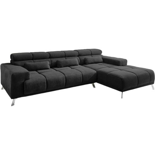 Wohnlandschaft Ecksofa Florenz Schwarz mit elektrischer Sitztiefenverstellung Bett Sofa Schlafsofa