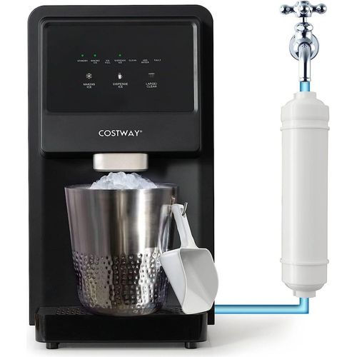 COSTWAY Eiswürfelmaschine, Eiswürfelbereiter Edelstahl - 27 kg/24H, 1,5 kg Eis in 5 Min - Ice Maker mit Selbstreinigungsfunktion - 4 kg Kapazität
