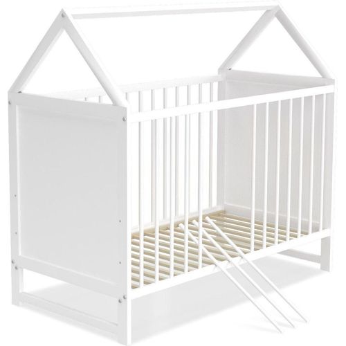 MEBLITO Babybett Kinderbett Bett Gitterbett Juniorbett Balu Babyzimmer Matratze 120x60 cm Weiß