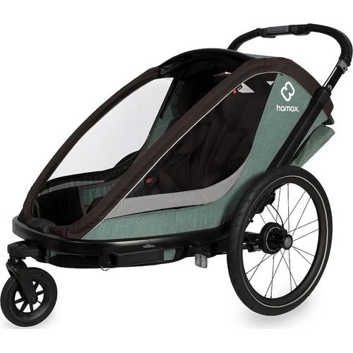 Hamax Cocoon Kinderfahrradanhänger für 1 Kind, Farbe:Grün / Schwarz