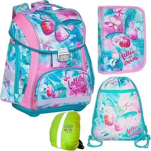 Schulranzen-set Dreams Schmetterling Butterfly Ranzen Schulranzen Kinderrucksack, Federmappe, Schuhbeutel, Regenschutz Motivdruck 4-teilig