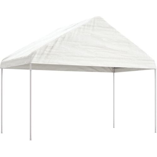 Pavillon mit Dach Weiß 4,08x2,23x3,22 m Polyethylen
