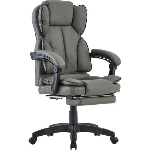 Schreibtischstuhl Bürostuhl Gamingstuhl Racing Chair Chefsessel mit Fußstütze,Farbe:Dunkelgrau - Schwarz