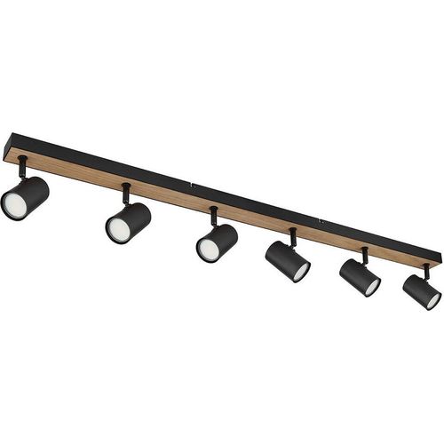Deckenleuchte, Metall, Holzoptik, 6-Flammig