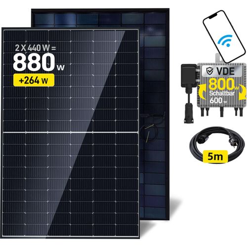 Balkonkraftwerk 880W/800W Solaranlage mit 2x Bifazialer Solarpanel balkonkraftwerk 800W komplett steckdose