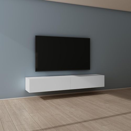 Mai & Mai Fernsehschrank Verdeckter Griff mit Soft-Close Lowboard Hängeschrank für Wohnzimmer in Matt Weiß BTH: 200x40,2x30 cm Fernsehschrank02