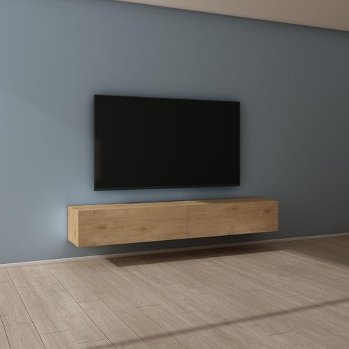 Mai & Mai Fernsehschrank Verdeckter Griff mit Soft-Close Lowboard Hängeschrank für Wohnzimmer in Kerneiche BTH: 200x40,2x30 cm Fernsehschrank02