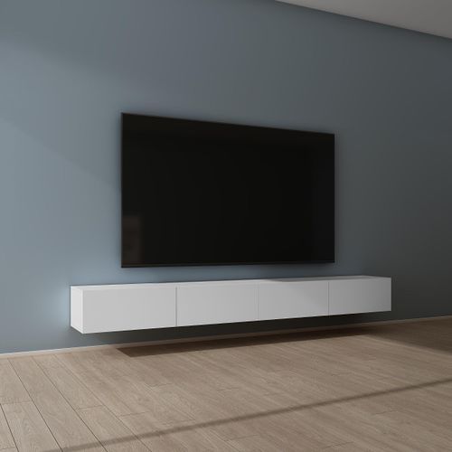 Mai & Mai Fernsehschrank Verdeckter Griff mit Soft-Close Lowboard Hängeschrank für Wohnzimmer in Matt Weiß BTH: 280x40,2x30 cm Fernsehschrank02