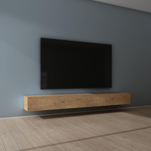 Mai & Mai Fernsehschrank Verdeckter Griff mit Soft-Close Lowboard Hängeschrank für Wohnzimmer in Kerneiche BTH: 280x40,2x30 cm Fernsehschrank02