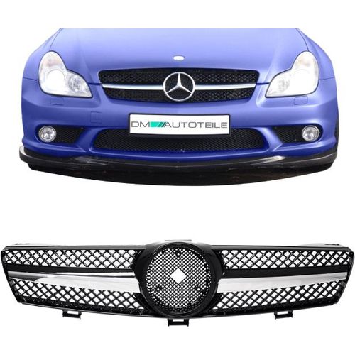 Kühlergrill Gitter Schwarz hochglanz + Chrom passend für CLS C219 W219 AMG 04-08