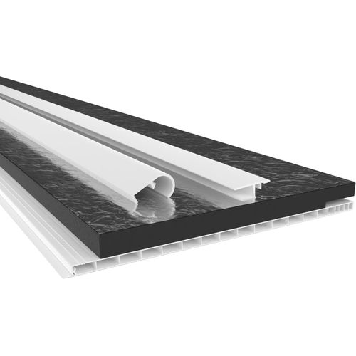 HEXIM PVC Rollladenkastendeckel Komplettset, Rollladenkastendeckel, Aufnahmeprofil & Rollladentraverse, Länge: 1000 - 2000mm, Breite: 120 - 320mm, Dämmung Rolladenkasten (300mm x 2 Meter)