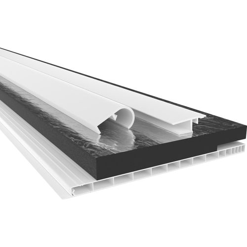 HEXIM PVC Rollladenkastendeckel Komplettset, Rollladenkastendeckel, Aufnahmeprofil & Rollladentraverse, Länge: 1000 - 2000mm, Breite: 120 - 320mm, Rolladenkasten abdeckung (195mm x 2 Meter)