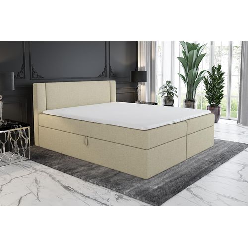 Boxspringbett ARO 120x200 mit 2 Bettkästen, Bonell-Matratze und Topper. Farbe: Beige.