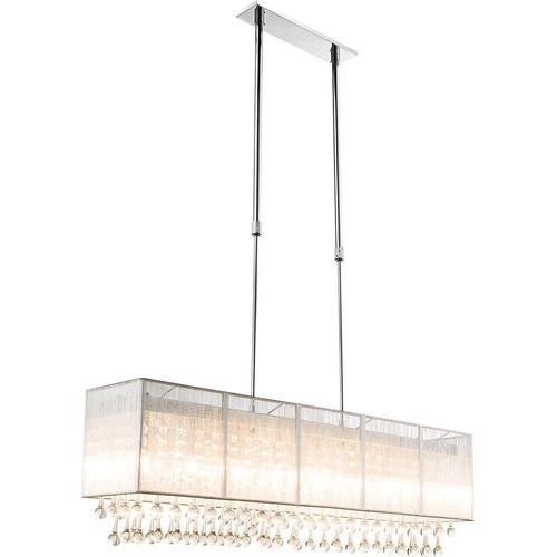 LED Hängeleuchte, Kristalle, Seide, silber, H 120 cm