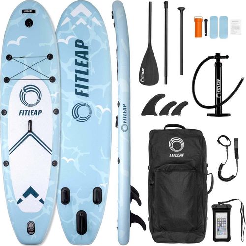 Fitleap Premium Stand Up Paddle Board aufblasbar - SUP Board Set mit Hochdruckpumpe, verstellbarem Paddel und Rucksack - Ideal für Anfänger und Profis - Perfekt für Yoga, Surfen und Wassersport
