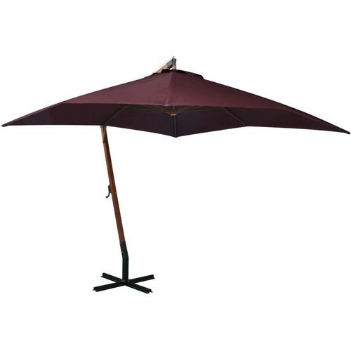 Ampelschirm mit Mast Bordeauxrot 3x3 m Massivholz Tanne , Markisen Design 2024