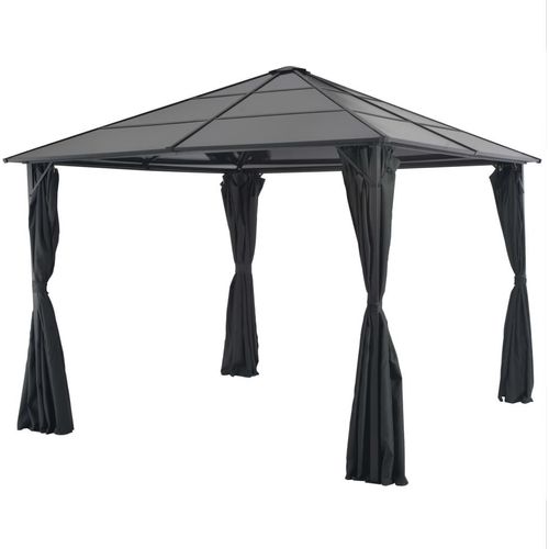 Gartenpavillon mit Vorhang Aluminium 3×3 m Schwarz