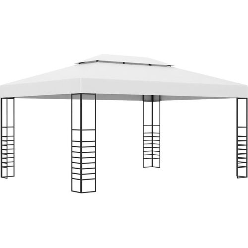 Gartenpavillon Pulverbeschichteter Stahl 4x3x2,7 m Weiß