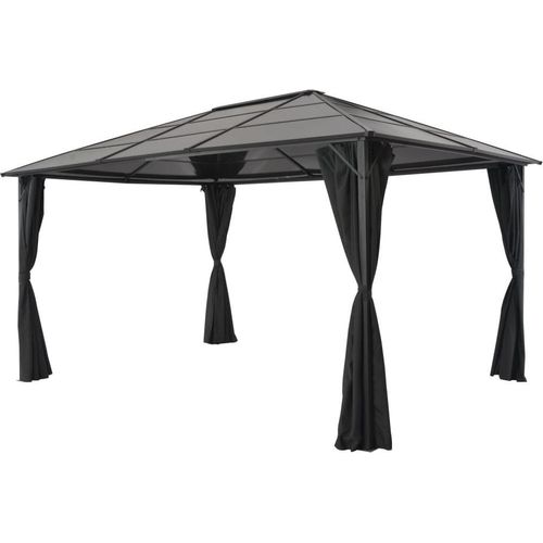 Gartenpavillon mit Vorhang Aluminium 4×3×2,6 m Schwarz