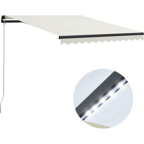 Markise Manuell Einziehbar mit LED 300x250 cm Creme