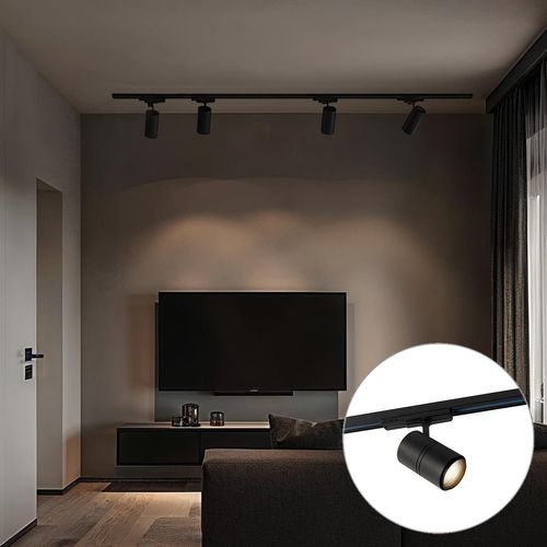 QAZQA - Modern Modernes 3-Phasen-Schienensystem I Spotlight I Deckenspot I Deckenstrahler I Strahler mit 4-flammig Spotbalken schwarzen Spot I Spotlight I Deckenspot I Deckenstrahler I Strahler I Lamp
