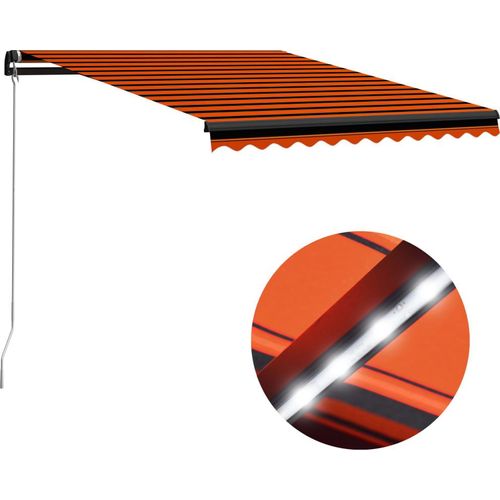 Markise Manuell Einziehbar LED 350x250 cm Orange & Braun