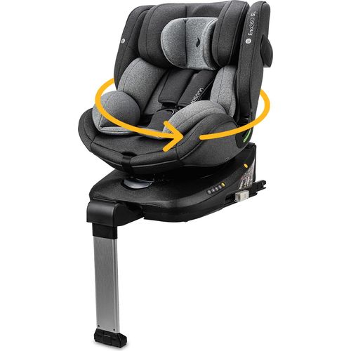 Osann Eno360 SL i-Size , drehbarer Kindersitz 40-150 cm, Reboarder mit Isofix und Standfuß – Dark Grey Melange