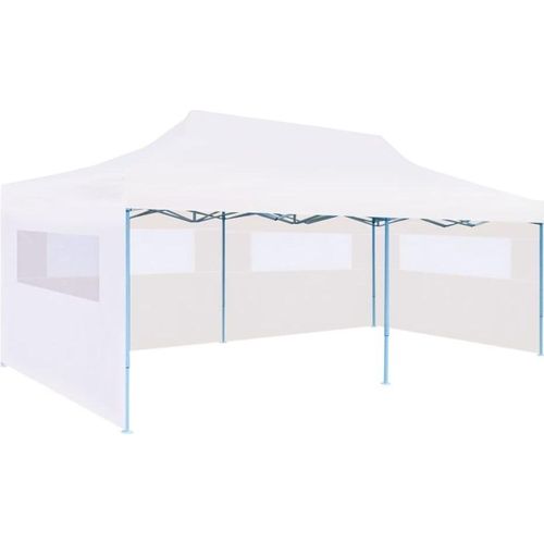 Pop-Up Partyzelt mit Seitenwänden Faltbar 3x6 m Stahl Weiß