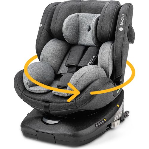 Osann Eno360 i-Size , drehbarer Kindersitz 40-150 cm, Reboarder mit Isofix und Top-Tether – Dark Grey Melange