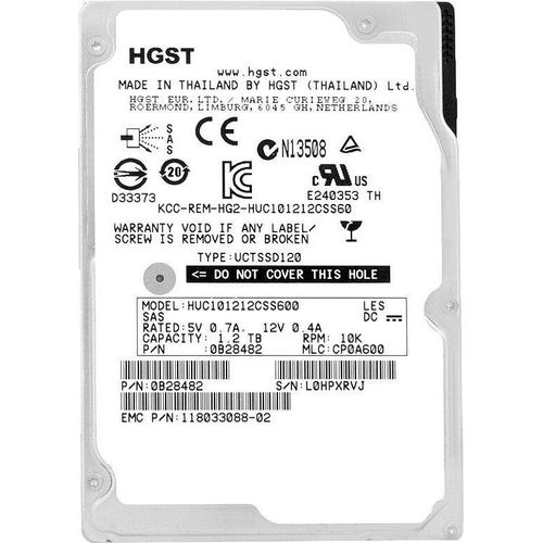 Festplatte HGST HUC101212CSS600 1.2TB 10 000Rpm 64Mb Cache SAS II 2.5