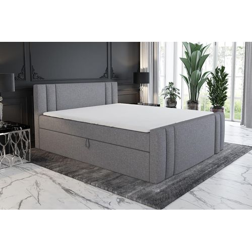 Boxspringbett ALF 200x200 mit 2 Bettkästen, Bonell-Matratze und Topper. Farbe: Grau.