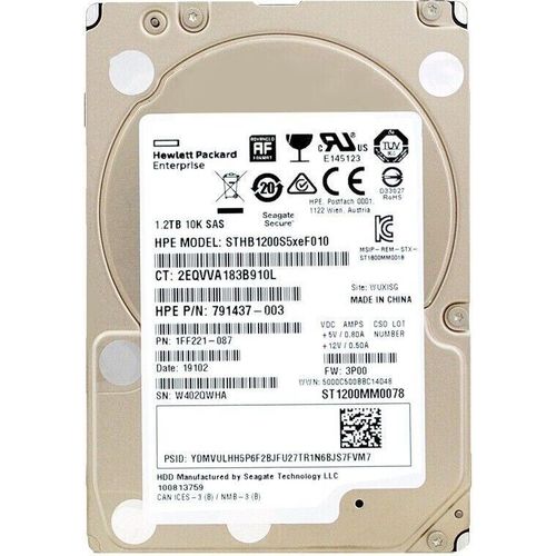 Festplatte HP 1.2 Tb STHB1200S5xeF010 10 000Rpm Sas III 2,5'' 791437-003