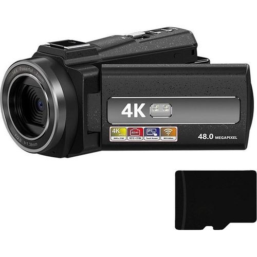 INF Camcorder Videokamera 4K/48MP/16x Zoom/IR-Nachtsicht/Fernbedienung/32-GB-Karte