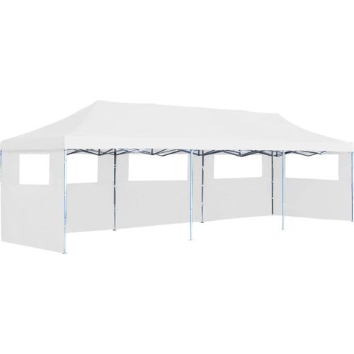 Pop-Up Partyzelt Faltbar mit 5 Seitenwänden 3x9 m Weiß