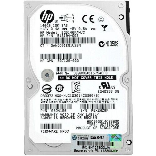 Festplatte HP EG0146FAWJC 146 GB SAS 10 000 Rpm 2,5
