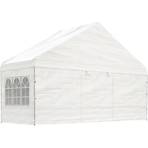 Pavillon mit Dach Weiß 5,88x2,23x3,75 m Polyethylen