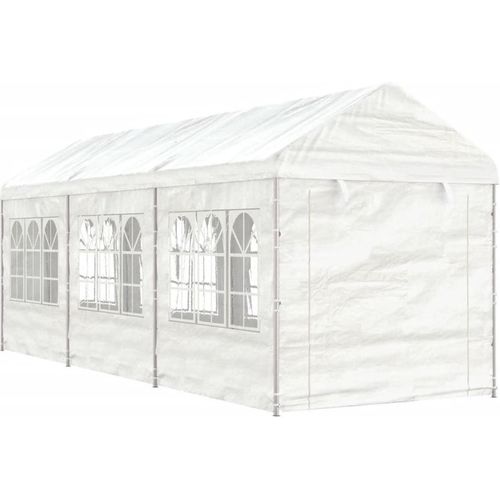 Pavillon mit Dach Weiß 6,69x2,28x2,69 m Polyethylen