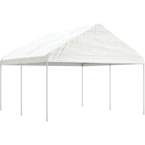 Pavillon mit Dach Weiß 4,46x4,08x3,22 m Polyethylen