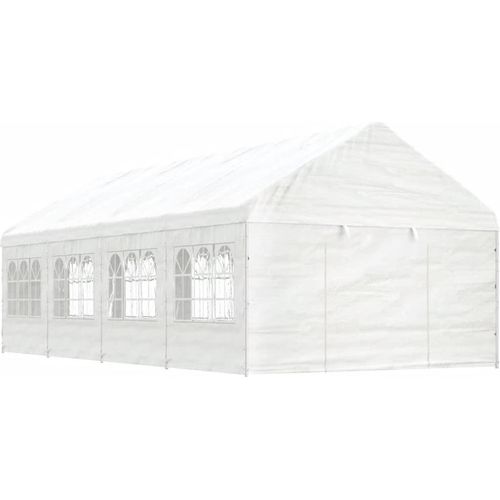 Pavillon mit Dach Weiß 8,92x4,08x3,22 m Polyethylen