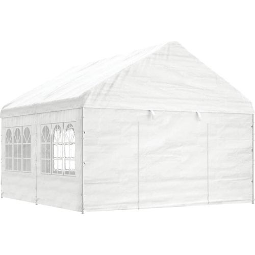 Pavillon mit Dach Weiß 4,46x4,08x3,22 m Polyethylen