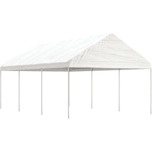 Pavillon mit Dach Weiß 6,69 x 4,08 x 3,22 m Polyethylen